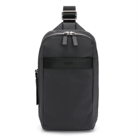 NWT Tumi Ridgeview Sling Bag Navy Polyester/Leather - Picture 1 of 8